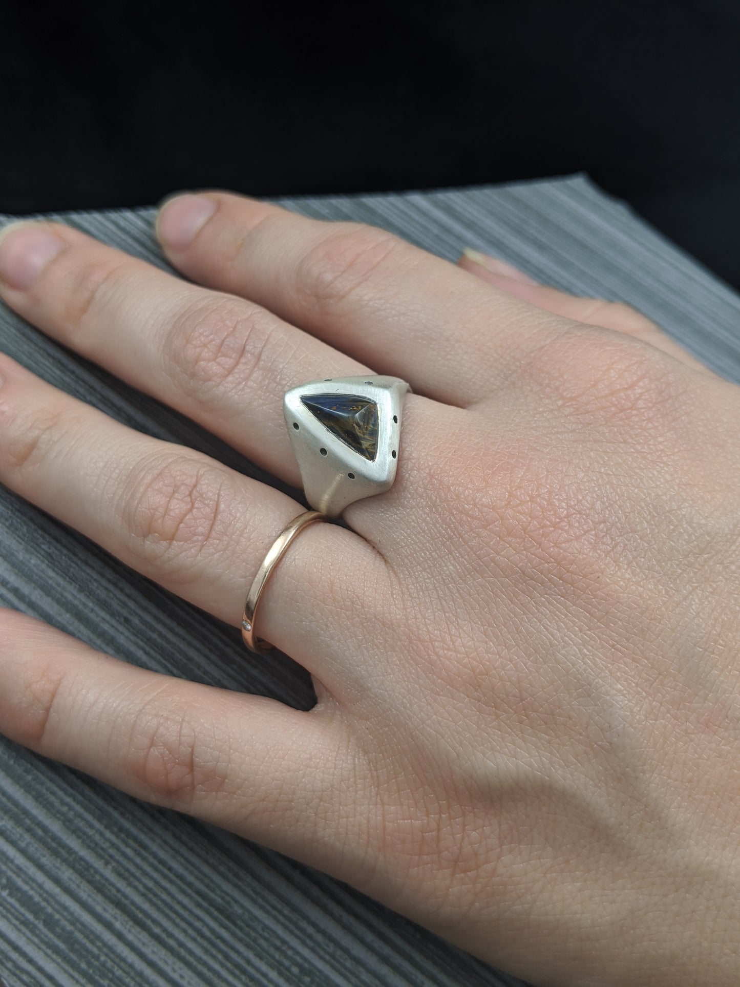 Pietersite Triad Ring