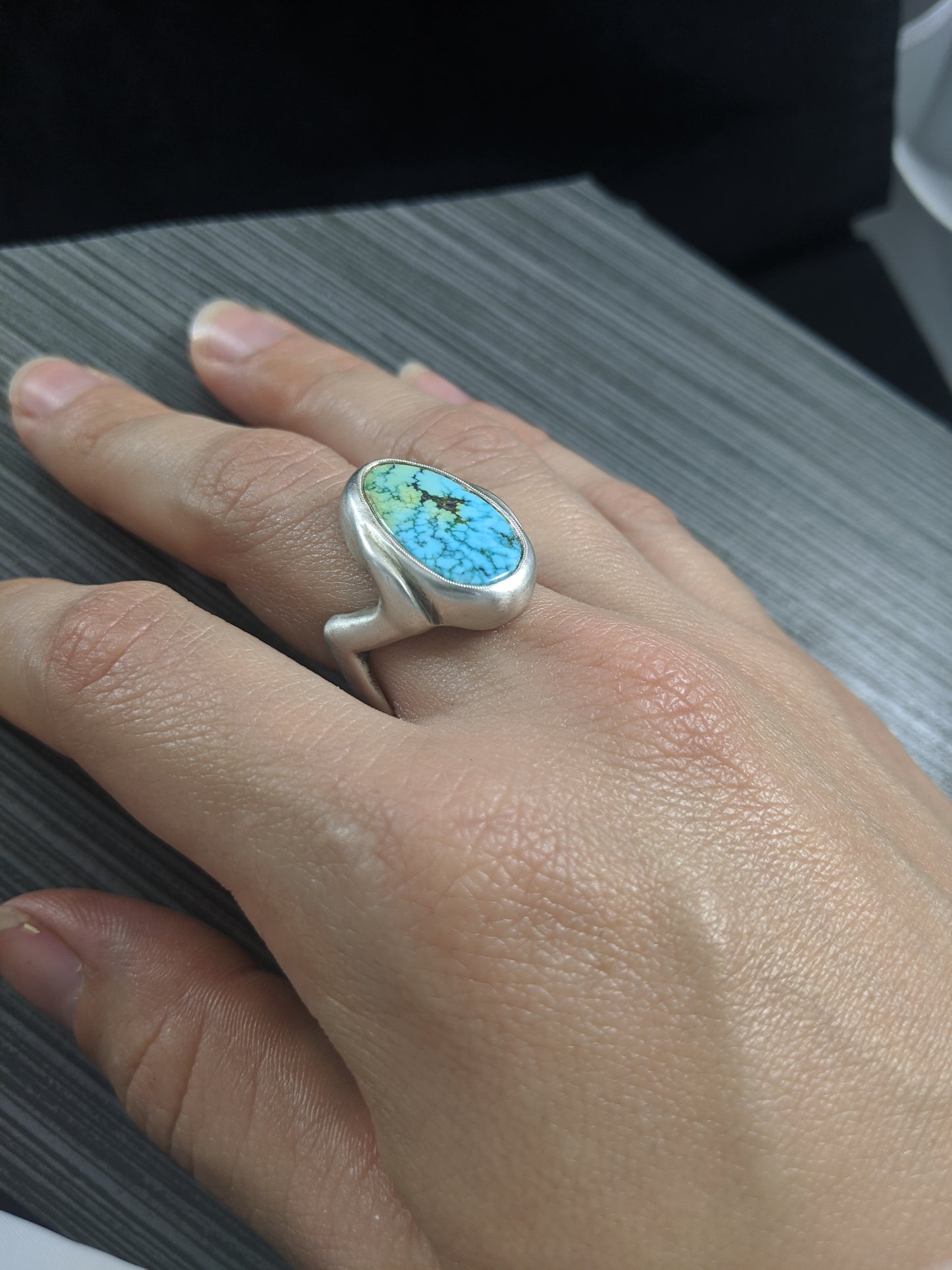 Zig-Zag Blue Moon Turquoise Ring
